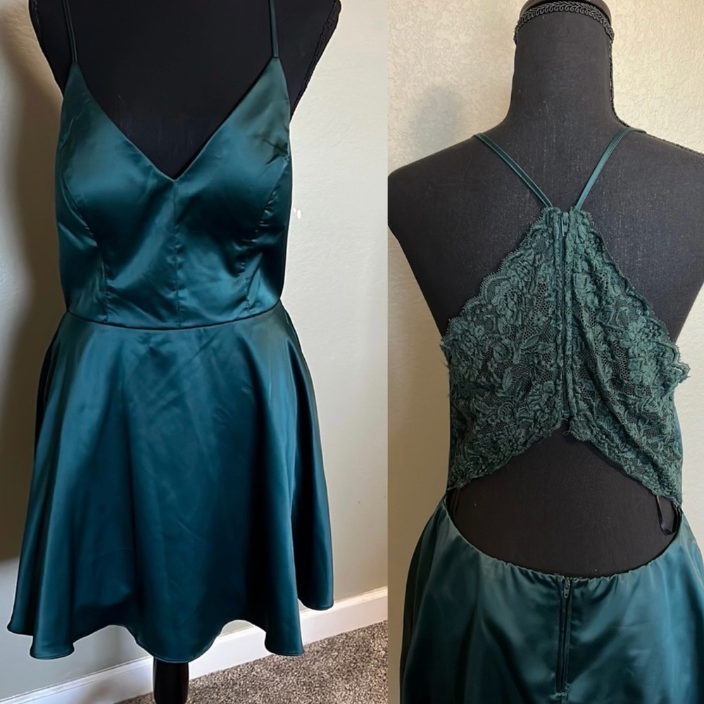 B Darlin Emerald Green Satin Dress